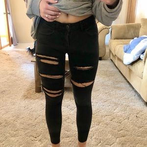 Black American eagle ripped jeggings